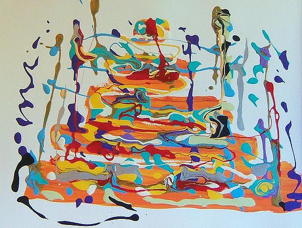 Abstract Rainbow Birthday Cake